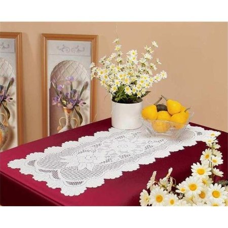 TAPESTRY TRADING Tapestry Trading 558W1643 16 x 46 in. European Lace Table Runner; White 558W1643